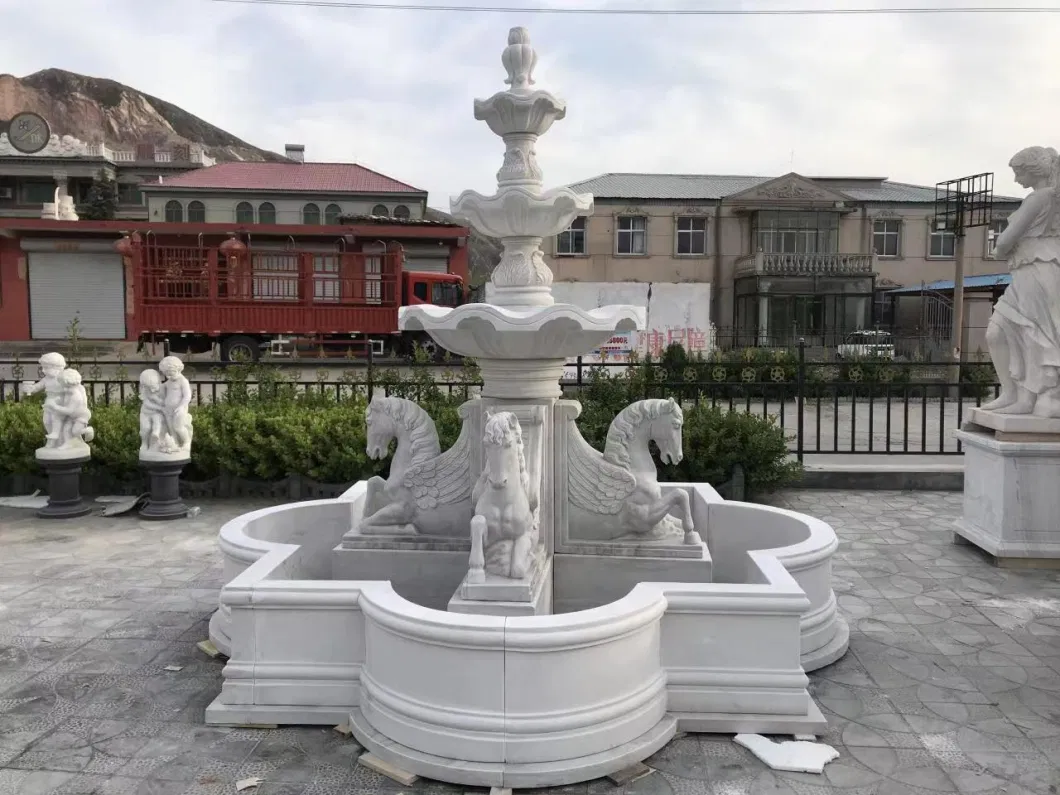 Outdoor Gardenhand Carved Natural Stone Large Marble Lion Statue Water Fountain