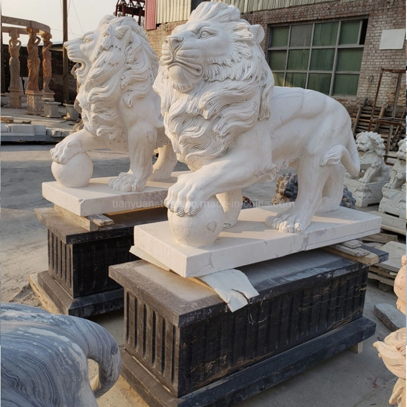 Outdoor Large Natural Granite Statue Marble Wing Lion Sculpture for Outdoor Garden Decoration