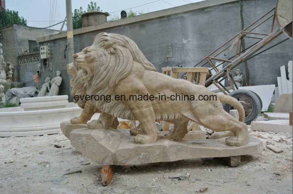 Outdoor Large Natural Granite Statue Marble Wing Lion Sculpture for Sale