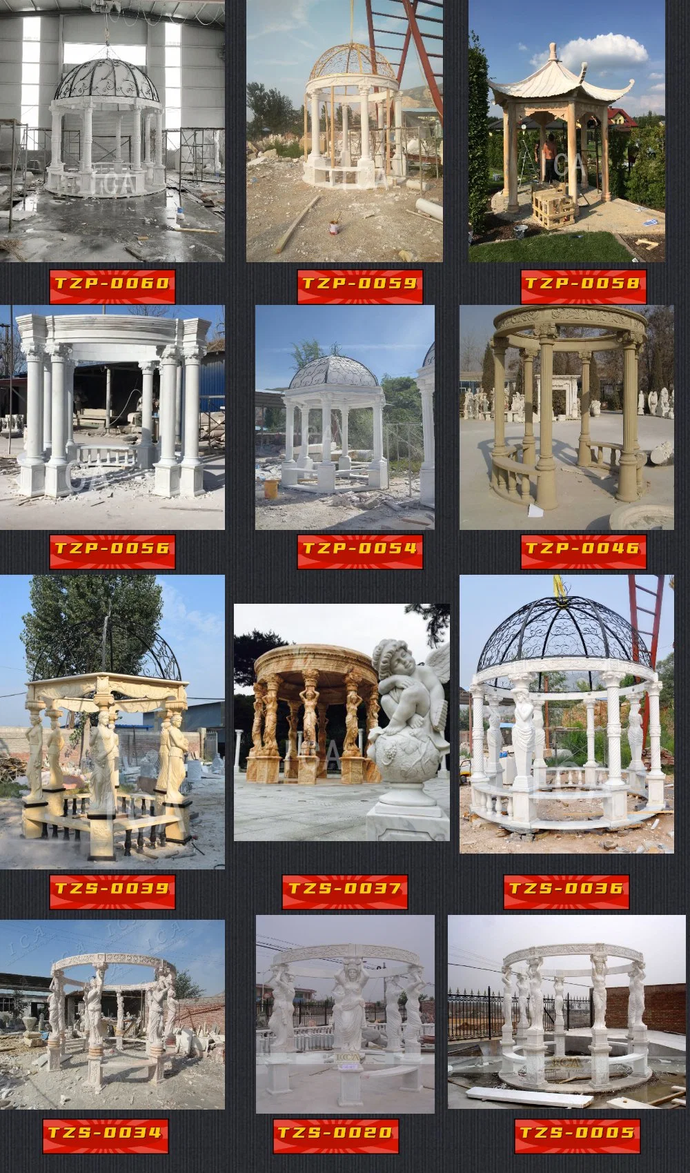 Outdoor Decoration Natural Stone Granite Column Gazebo