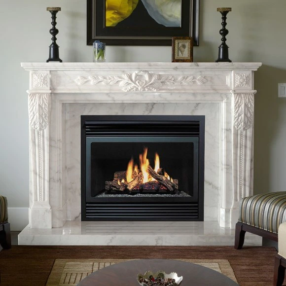 Western Natural White Stone Carved Marble Fireplace for Sale