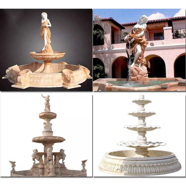 Outdoor Stone Products Large Natural 3 Tiers Graden Stone Marble Water Fountain