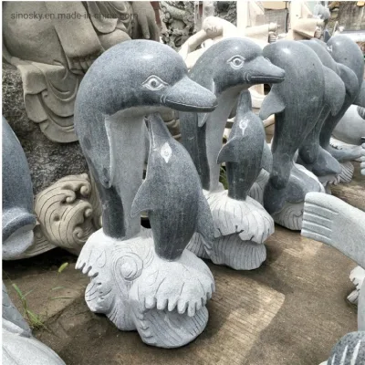 Tierischer weißer natürlicher Granit geschnitzter Stein/Statuen/Skulptur für Gartendekoration